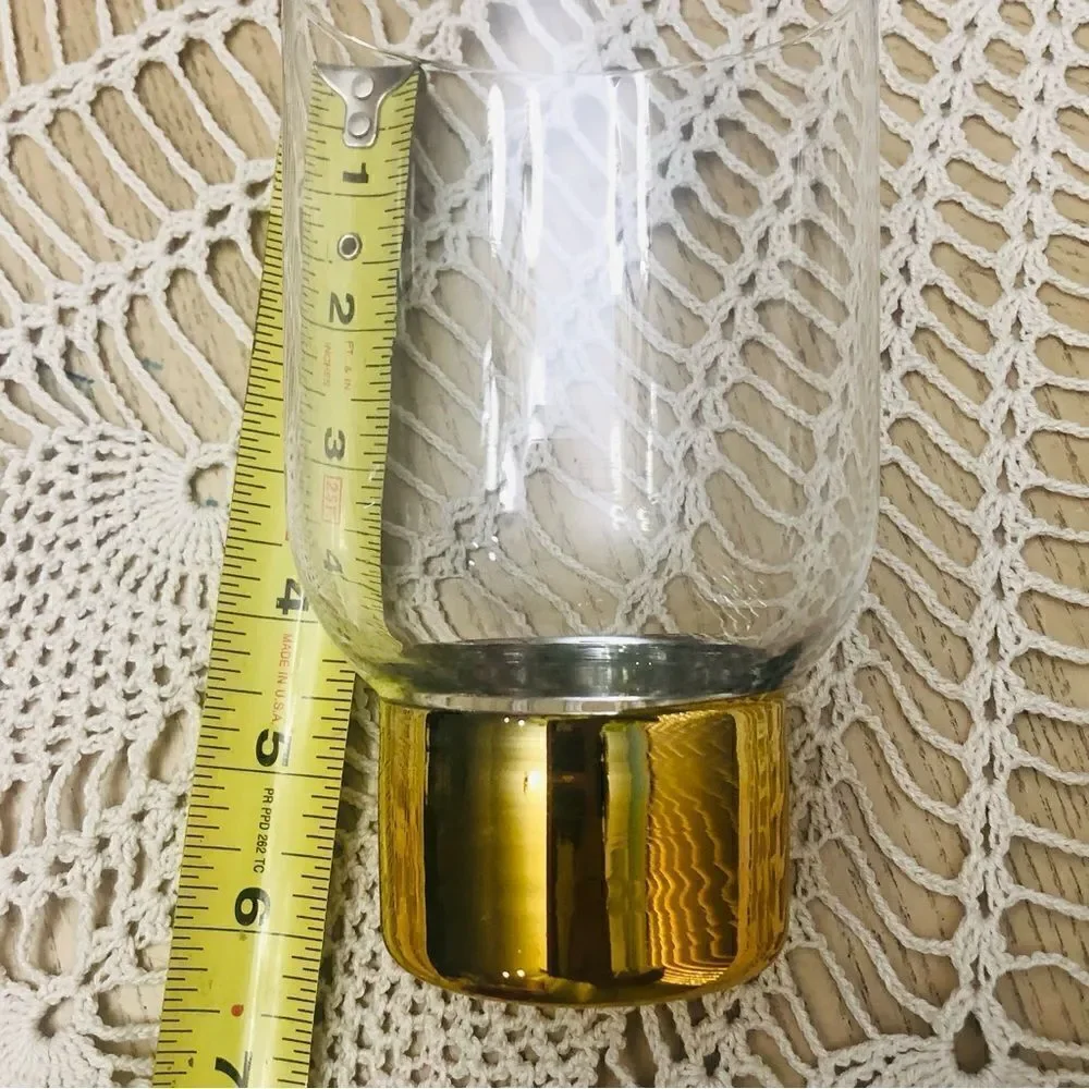 Guilia Gold  Whisky 🥃 Clear Glass Gold Paint Ring Vase  Danish Design Set Of 4